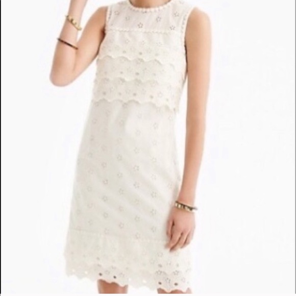 J. Crew Dresses & Skirts - J. Crew White Eyelet Sleeveless Cotton Dress 8